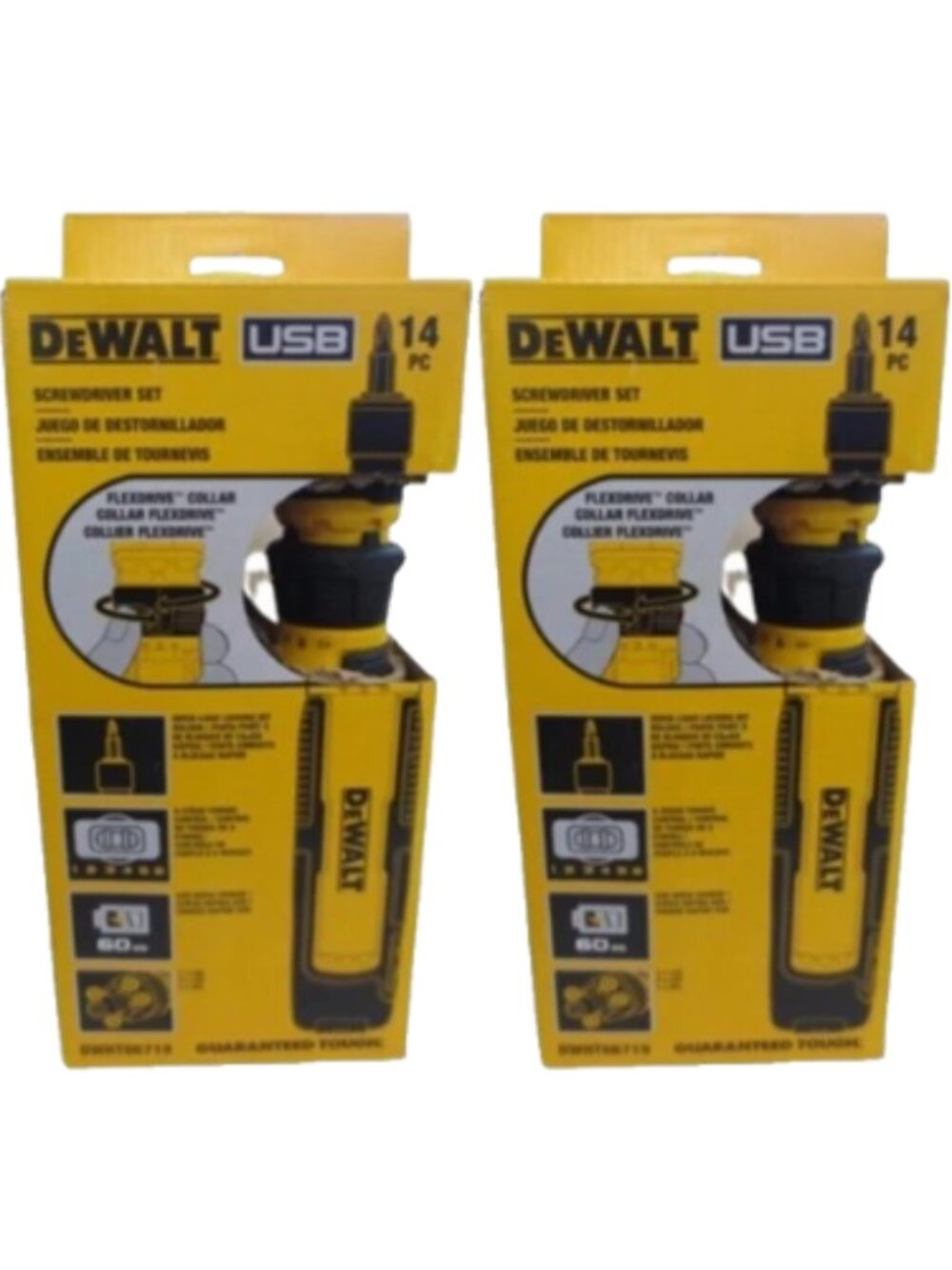 DEWALT USB RECHARGEABLE DWHT66719 FLEXDRIVE CORDLESS SCREWDRIVER 14PC SET 2PACK